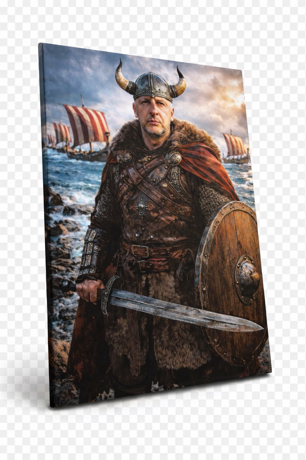 Personalised Viking Warrior Portrait | Custom Photo to Canvas