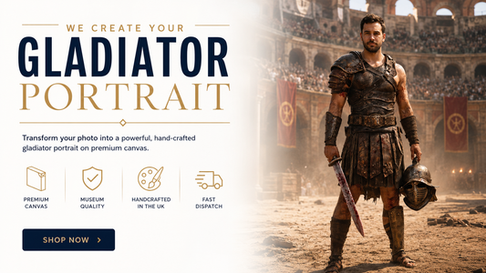 Personalised Roman Gladiator Portrait Canvas – Custom Photo Gladiator Warrior Wall Art