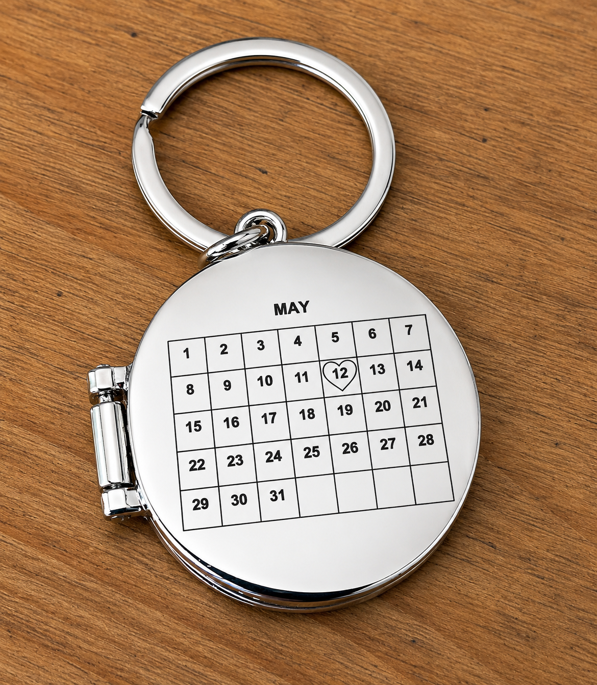 Personalised Photo Locket Keyring with Custom Calendar Date | Two Photo Stainless Steel Memory Keyring | Wedding Anniversary Memorial Gift