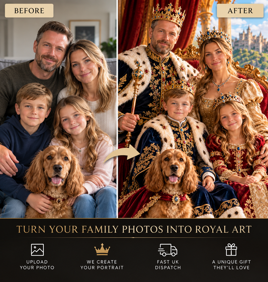 Custom royal family canvas portrait created from customer photographs