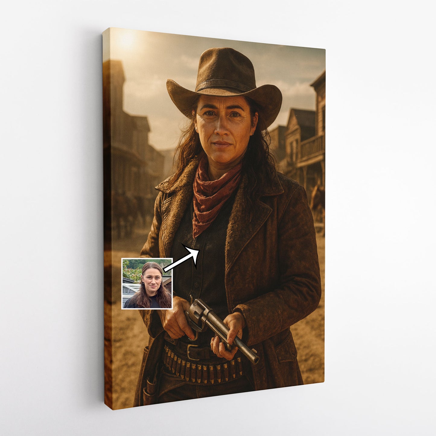 Personalised Cowboy Portrait | Custom Wild West Framed Canvas Art