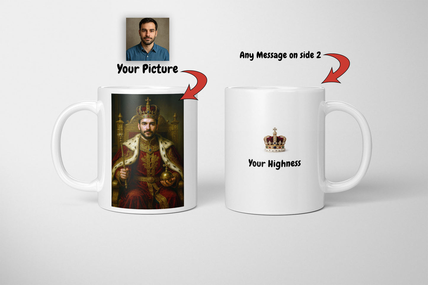 personalised royal portrait mug with custom photo