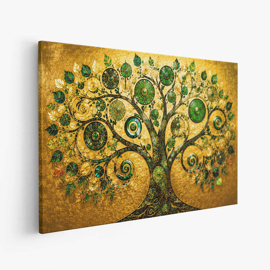 Emerald and Gold Abstract Framed Canvas Wall Art | Luxury Modern Canvas Print