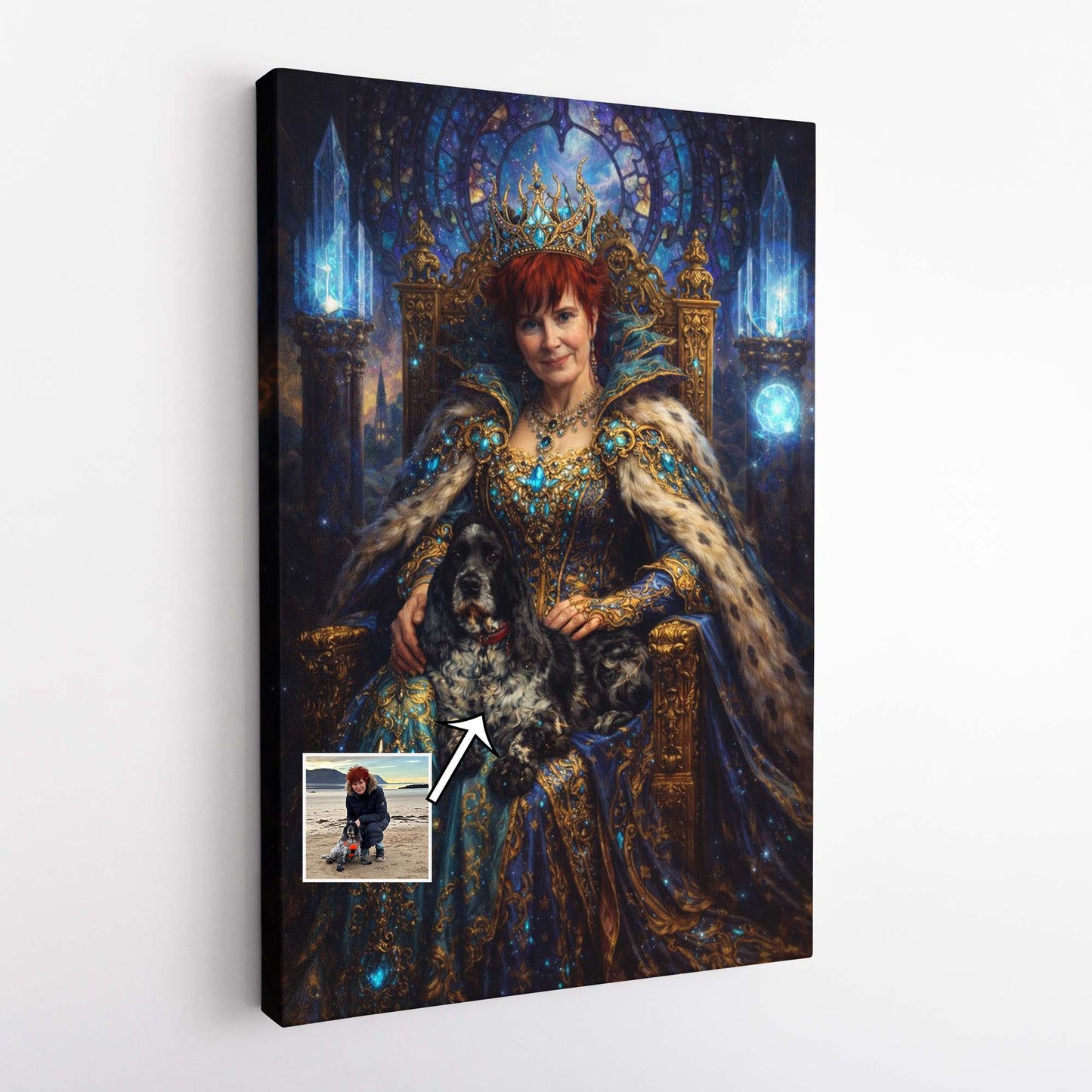 Personalised Royal Portrait on Canvas – Custom Your Picture & Pet, Frame-Wrapped Print