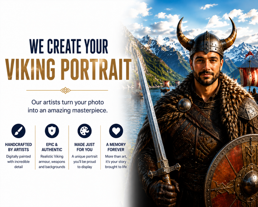 Personalised Viking Warrior Portrait | Custom Photo to Canvas