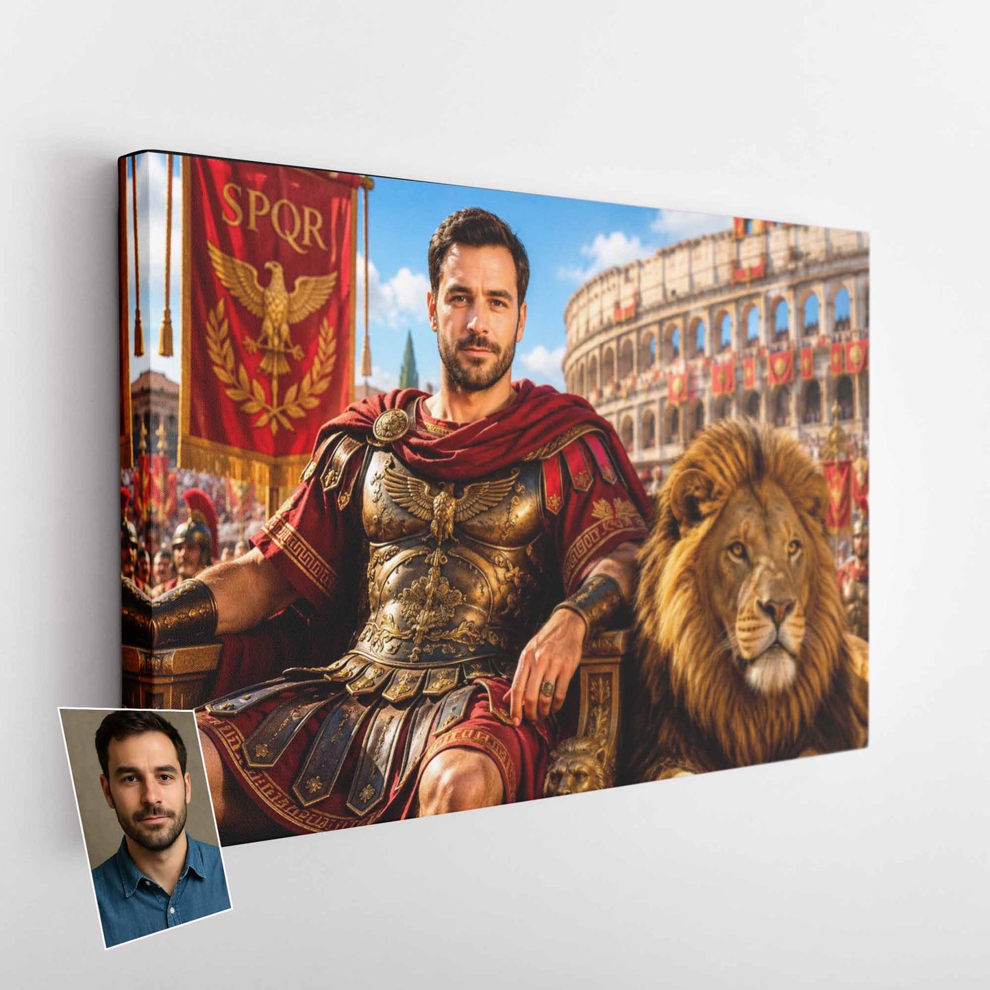 Custom Roman Portrait from Your Photo | Personalised Roman Emperor Canvas Print
