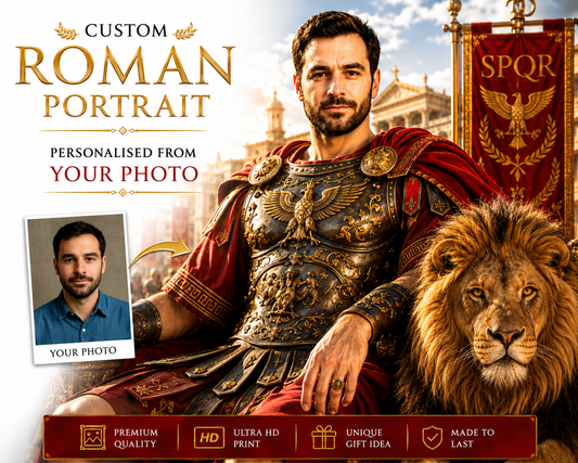 Custom Roman Portrait from Your Photo | Personalised Roman Emperor Canvas Print