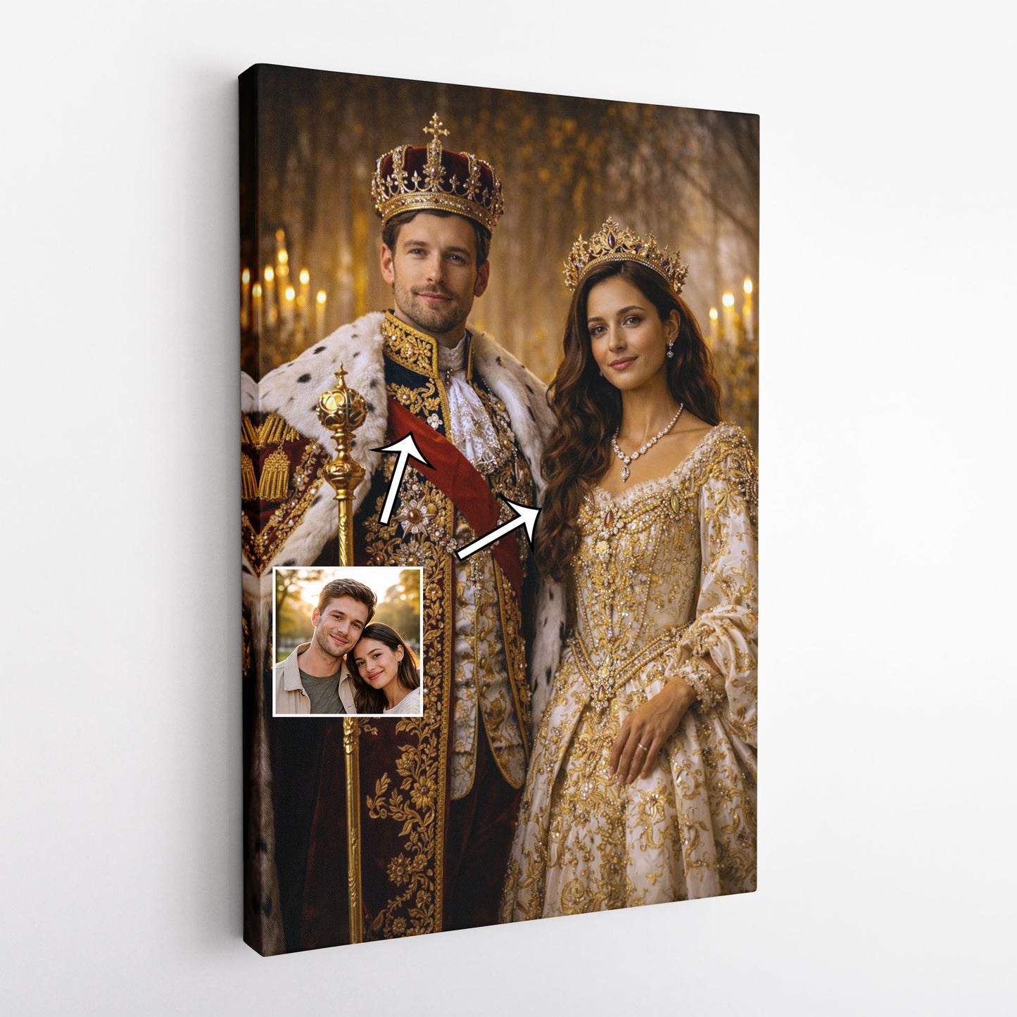 Royal cinematic couples portrait from photo