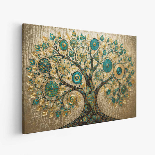 Teal and platinum abstract framed canvas wall art with luxurious modern design.
