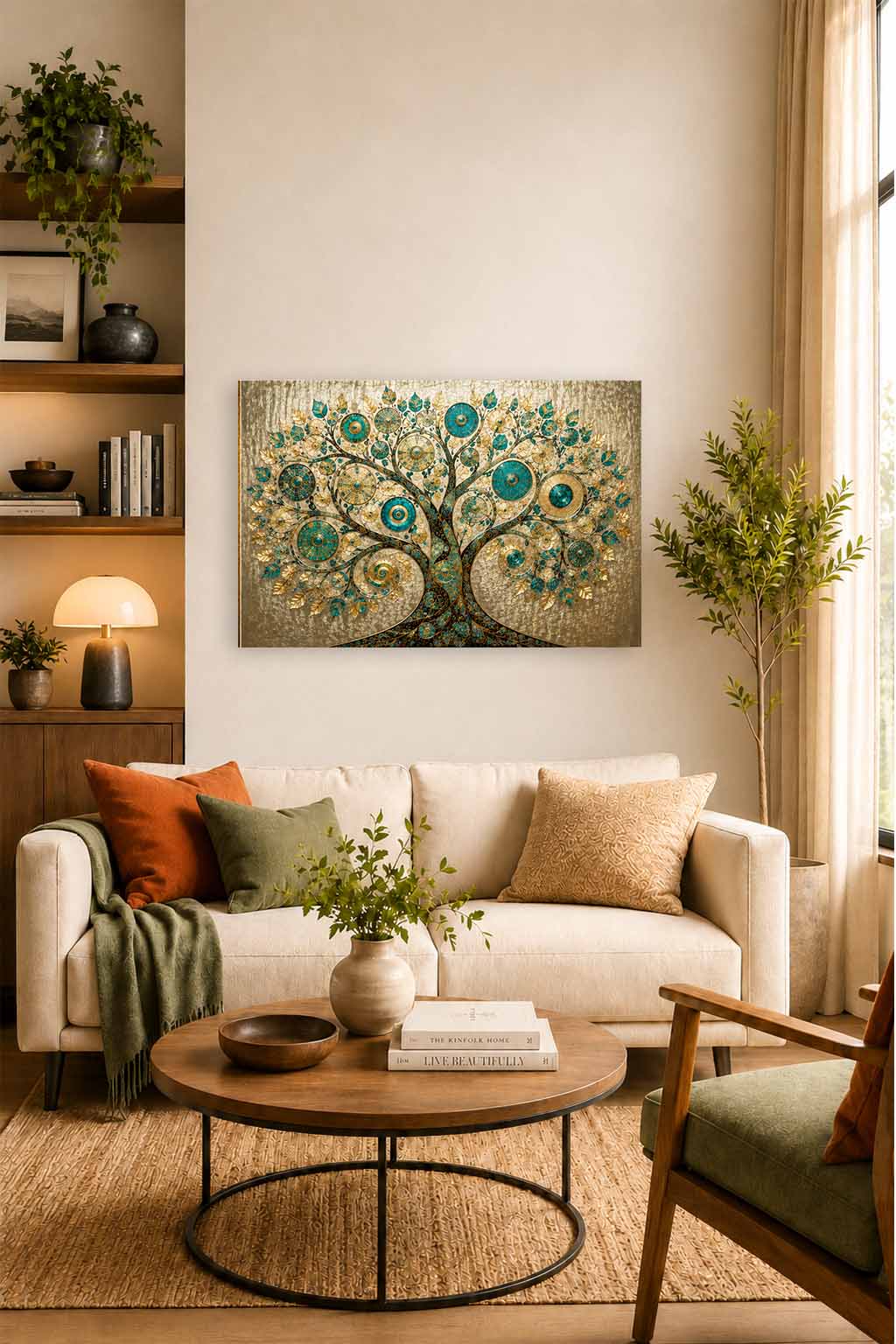 Teal & Platinum Abstract Framed Canvas Wall Art | Luxury Modern Canvas Print