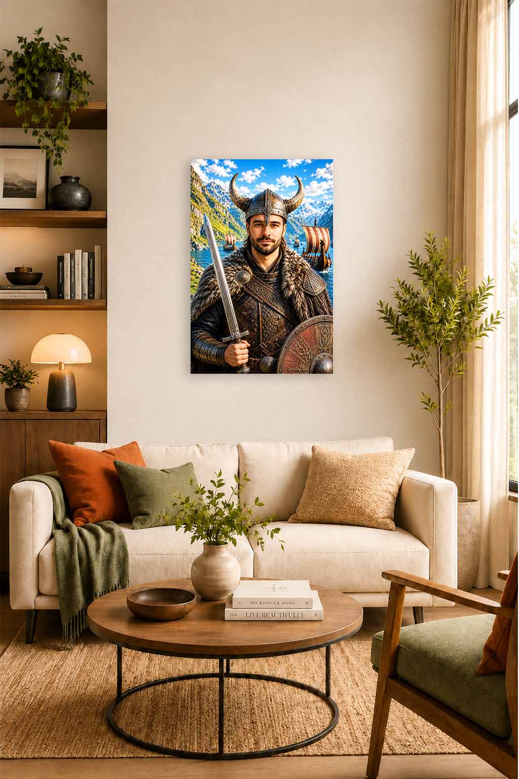 Personalised Viking Warrior Portrait | Custom Photo to Canvas