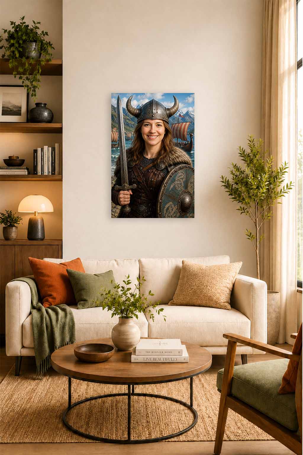 Personalised Viking Warrior Portrait | Custom Photo to Canvas